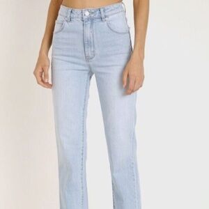Rollas Original High Rise Straight Leg Denim In Comfort Sky Size 25 new with tag